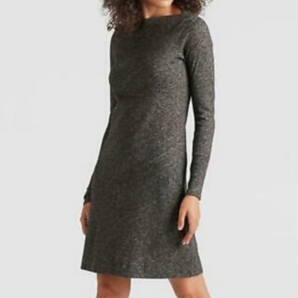 Eileen Fisher Dress Wool blend Long Sleeve Boat Neck size Large